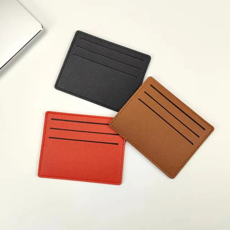 Custom Printing Logo Slim Small Size Credit Id Card Organizer Pu Leather Card Holder Wallet