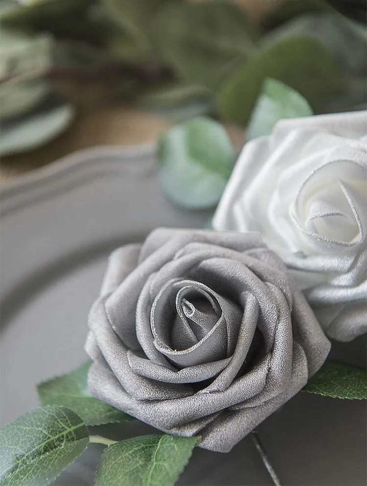 Rose glitterate fai da te: bouquet artificiale di fiori finti lucidi, perfetto per regalo per la festa della mamma, anniversario, matrimonio, 25 rose (rosso incantato