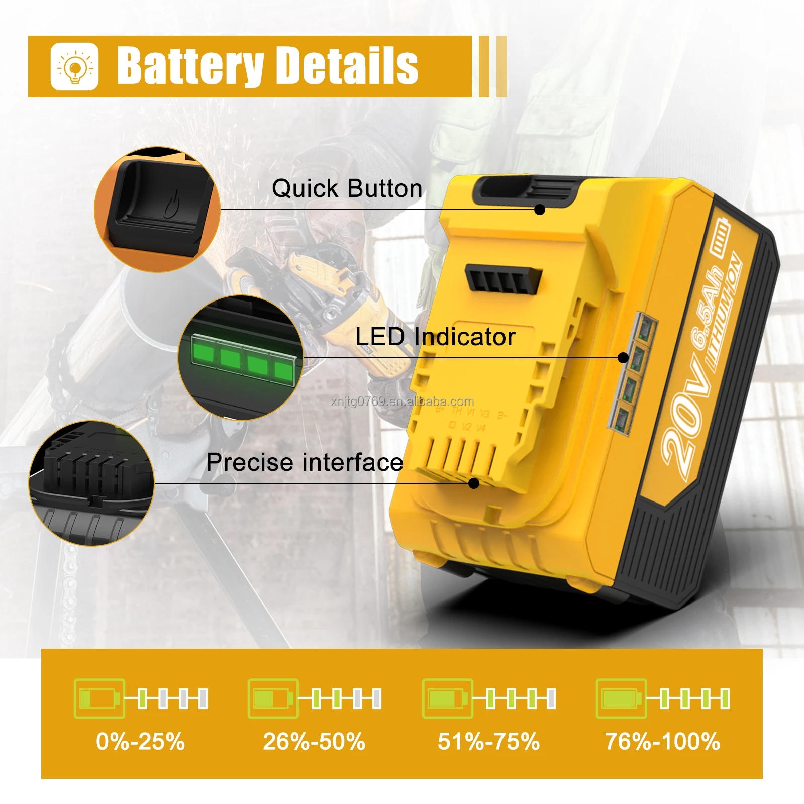 For De-walt 20V Rechargeable Power Tools Battery 10ah 6.0ah 5ah 4.0ah 3.0ah Lithium Ion Battery DCB2460C DCB200 DCB206