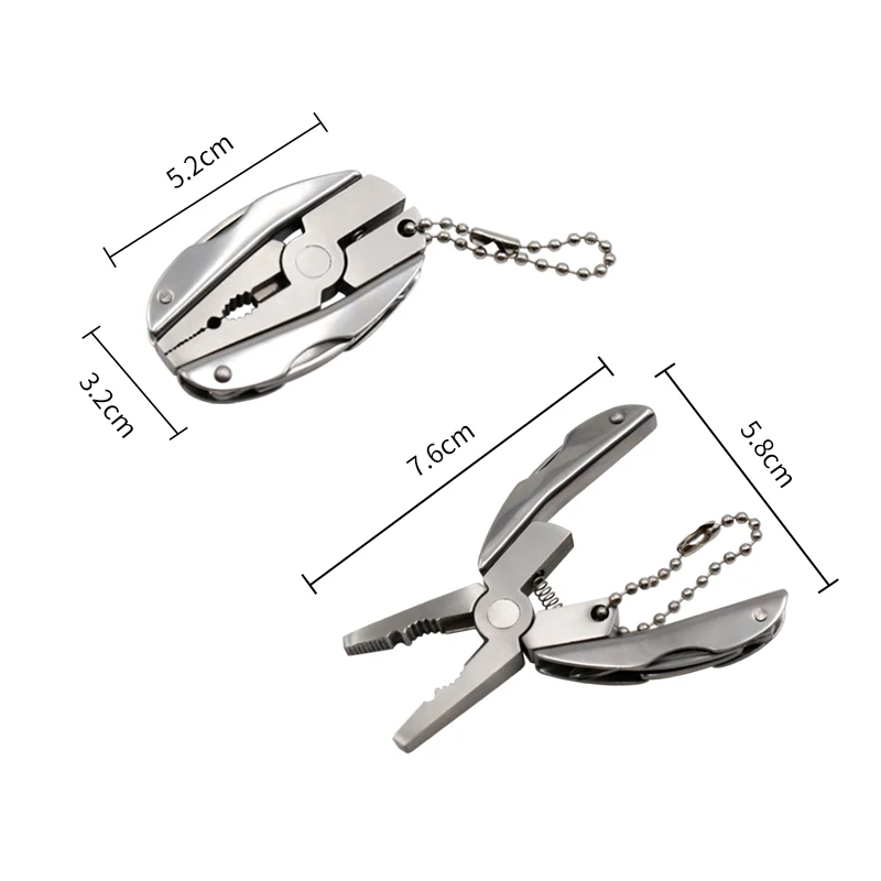 Promotion Stocked Mini EDC Chrome Vanadium Stainless Steel Pocket Knife Multi-Tool Plier Key Ring for Industrial Cutting