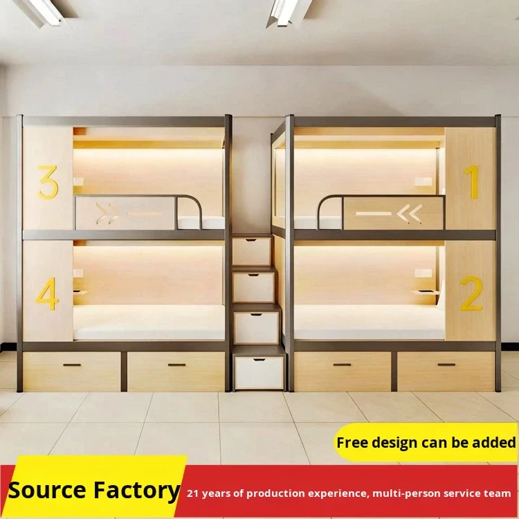 Free 3D Design Service Apartment Bed Furniture Double Decker Iron Student Dormitory Bunk Bed with Two Floors for Metal School