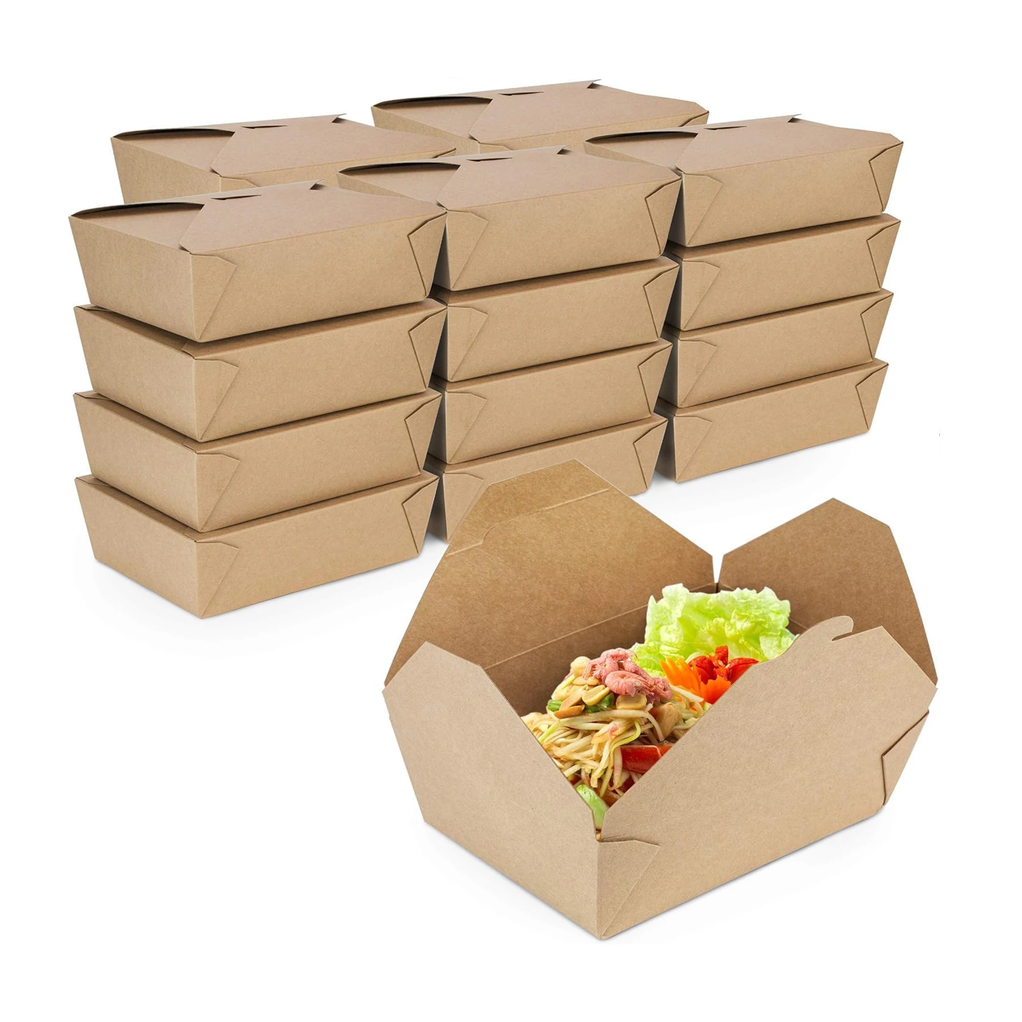 Customized Logo Reusable Eco-Friendly Kraft Paper Boxes Embossing Four-Color Die Cuts for Fast Food Takeout Mailing Packaging