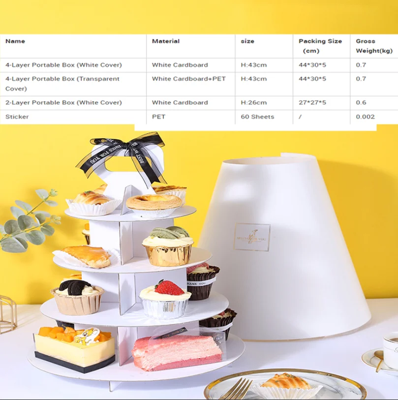 Family Afternoon Tea Cardboard Cake Stand Cake Portable Dessert Multi Layer Storage Rack Packing Box With Hander Buy Clear Paper Cup Cake Stand Dessert Multi Layer Storage Rack Packing Box With Hander Transparent Scatola Torta