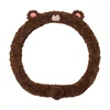 Rabbit fur brushed bear steering wheel cover dark brown 38d