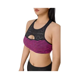 Women's Purple Striped Hollowed-out Sports Underwear Running Sports Yoga Bra Fitness Suit Wholesale Black Shorts Yoga Wear