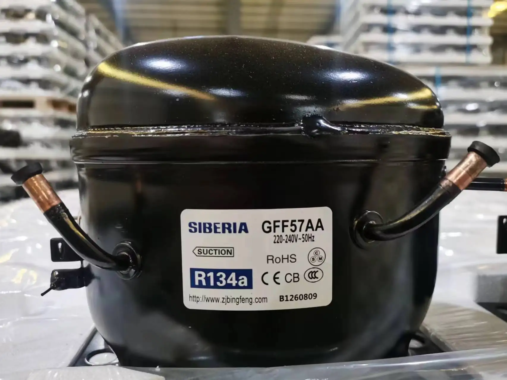 SIBERIA 1/4HP Efficient and Quiet Refrigeration Compressor for Refrigerators GFF75AA 220-240V/50Hz R134a 220W