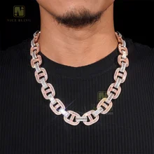 New Baguette Cut Cuban Link Chain Two Tones 925 Sterling Silver Diamond Iced Out Hip Hop VVS Moissanite Cuban Link Necklace