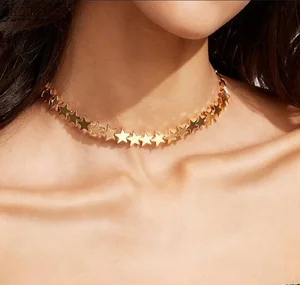 Fashionable Women Star Choker Jewelry Gold  Plated Custom Choker Necklace