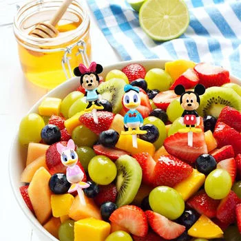 Mini Portable Cartoon Toothpick Set Creative Cake Dessert Fruit Forks Disposable Plastic Branded Food Picks for Kids' Party Sign
