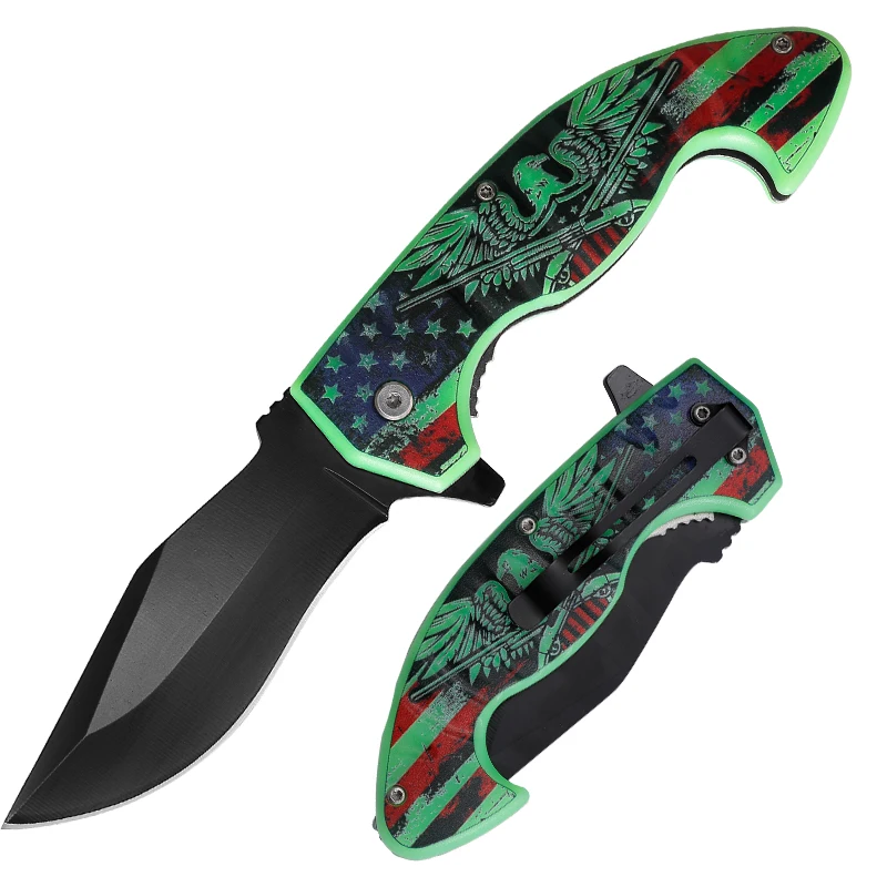 Customizable 3D Printed Folding Knife with Evil Skull Joker Stable Print on Stainless Steel Blade for EDC Pocket