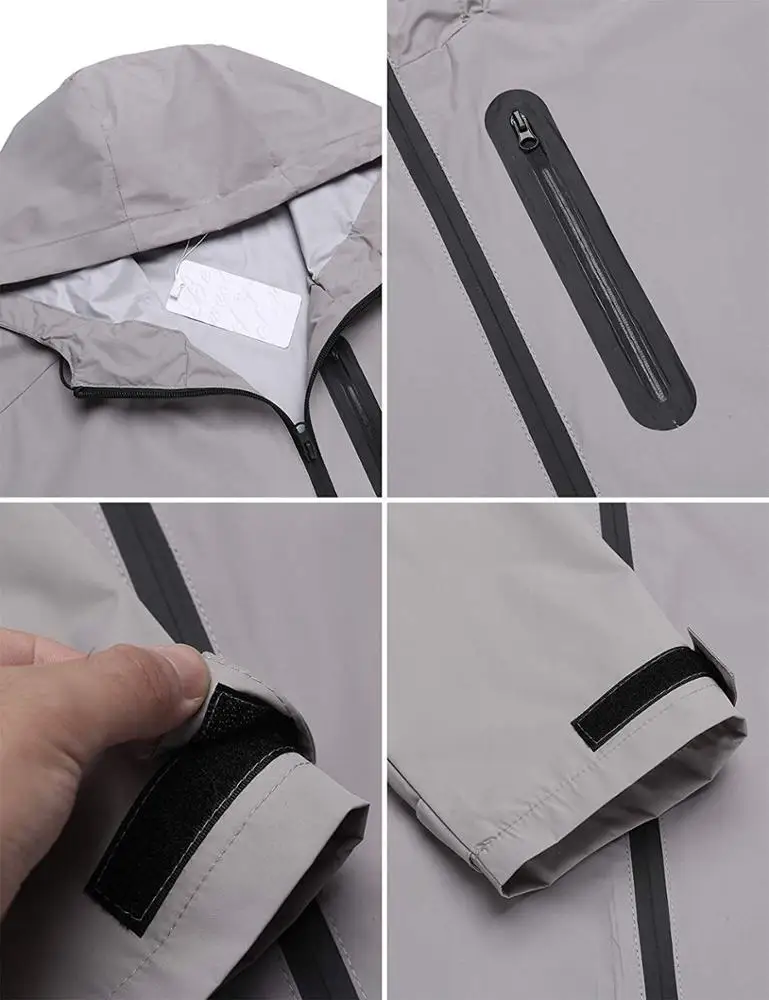 Мужские полиуретановое покрытие водонепроницаемое водоотталкивающая легкая спортивная одежда для отдыха на природе с капюшоном походные кроссовки серого цвета дождь спрей Лыжная куртка и штаны костюм