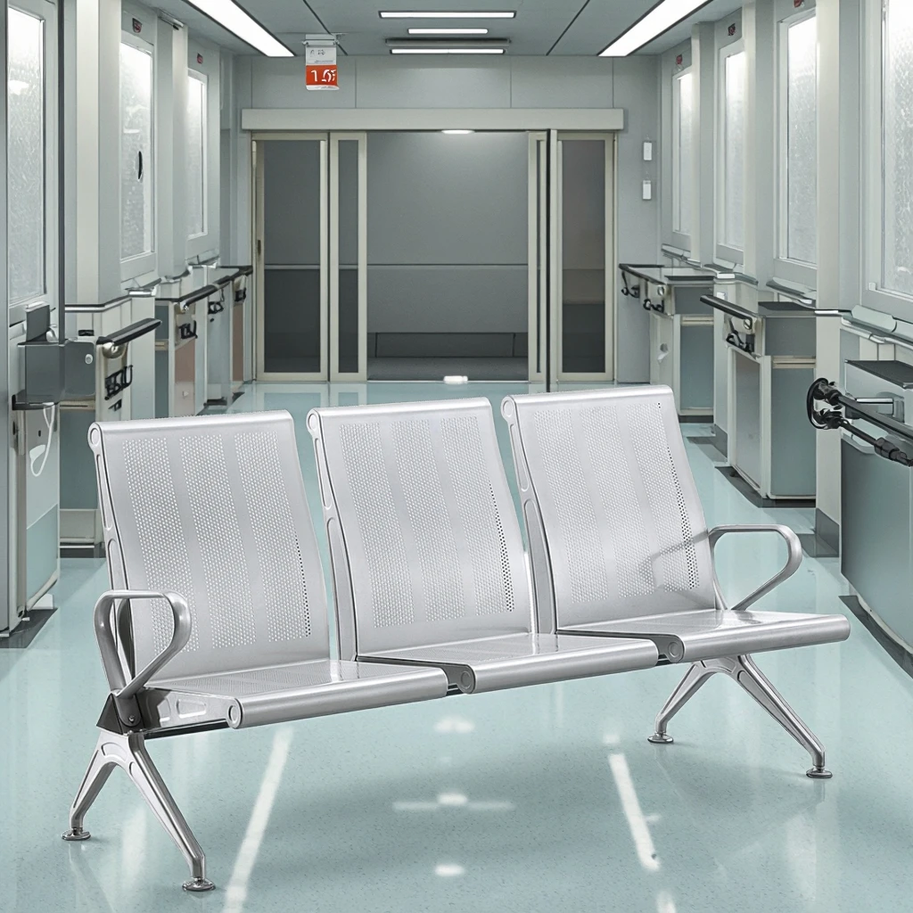 Stainless Steel Modern Hospital Chair with Durable Eco-Friendly Design Foam Cushion MDF Panel Fixed Base for Commercial Use 5