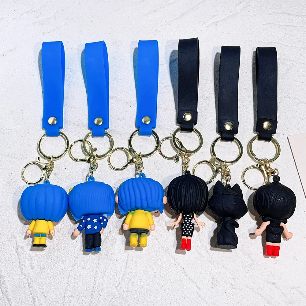 New Cartoon Anime Coraline & The Secret Door Pvc Rubber Keychain ...