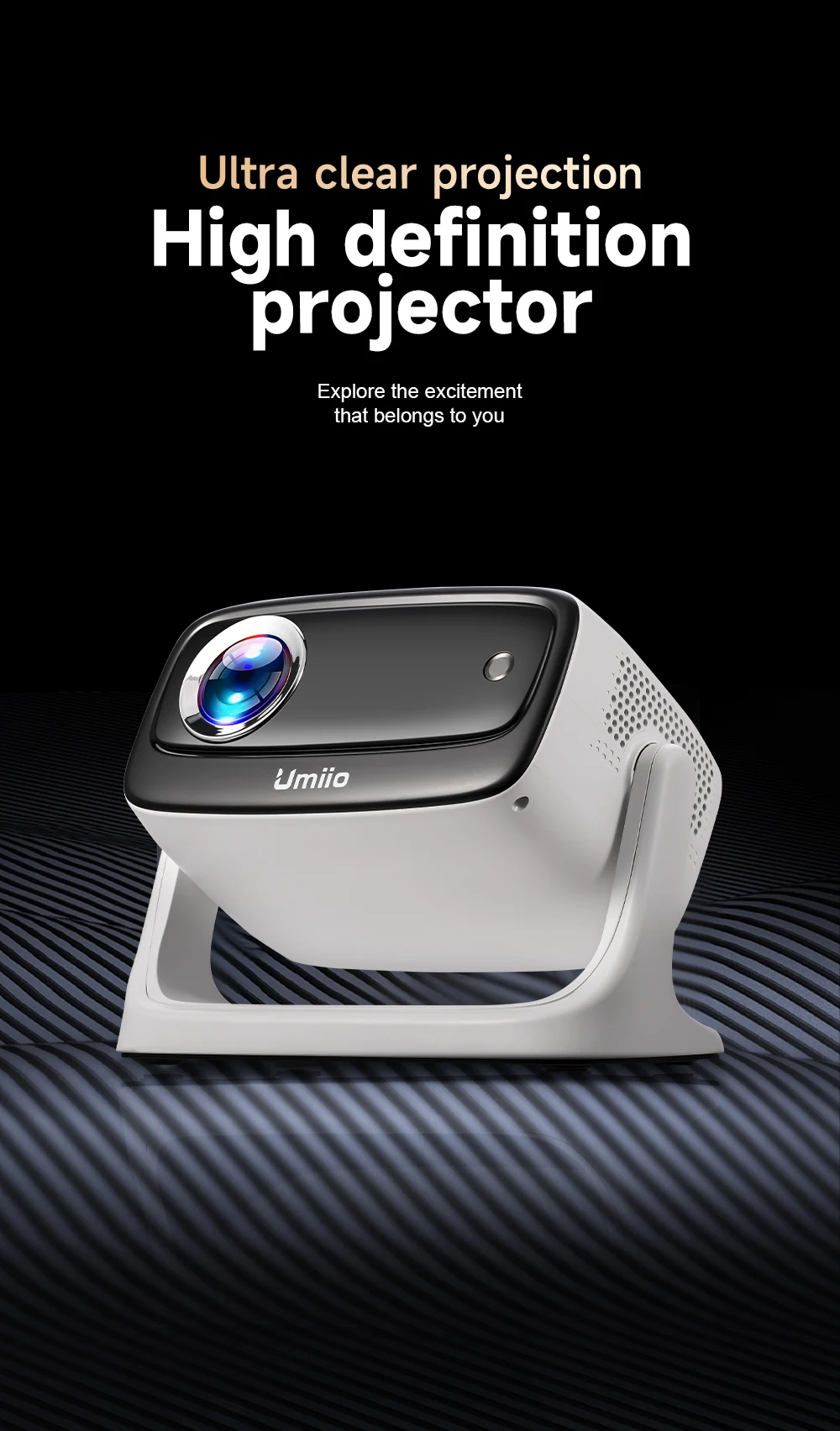 Latest Design Umiio P10 Portable Projector for Video Gaming  4K HD Support Multiple Media Smart Projector With EVA Carry Bag