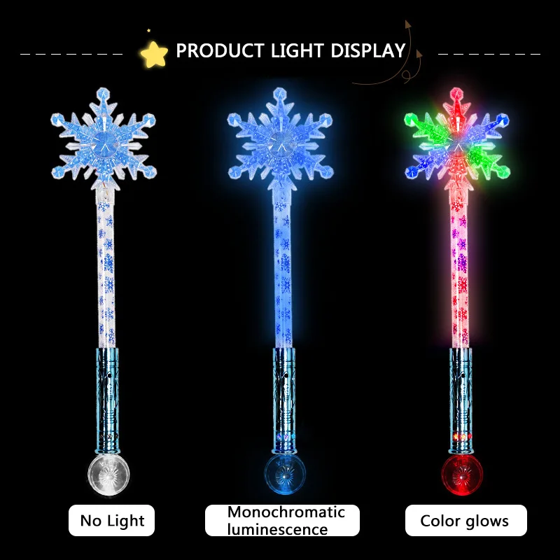 RICHSHINING Environmental Friendly Led Snowflake Flashing Wand Cheer up Fairy Magic Sticks for Party Christmas Decoration