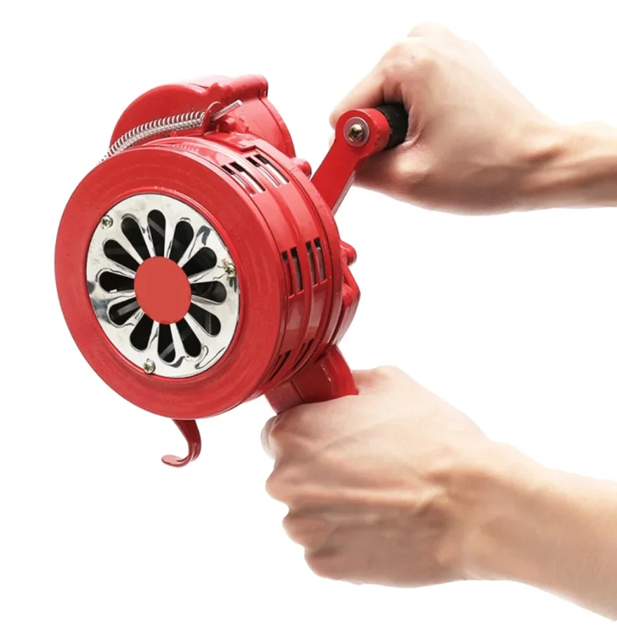 Hand Crank Siren – Manual Operated Emergency Warning Siren, 120dB Tornado/Air Raid Alarm, Portable Metal Horn For Factory, School, Disaster (No Power Needed)