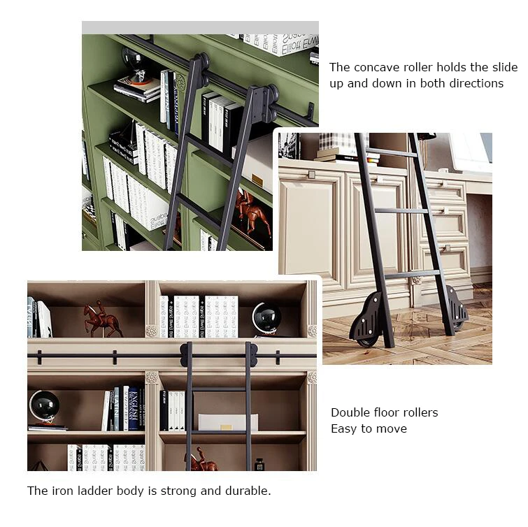 Library Ladder Hardware 4m Steel Sliding Bookshelf Ladder Hardware Kit