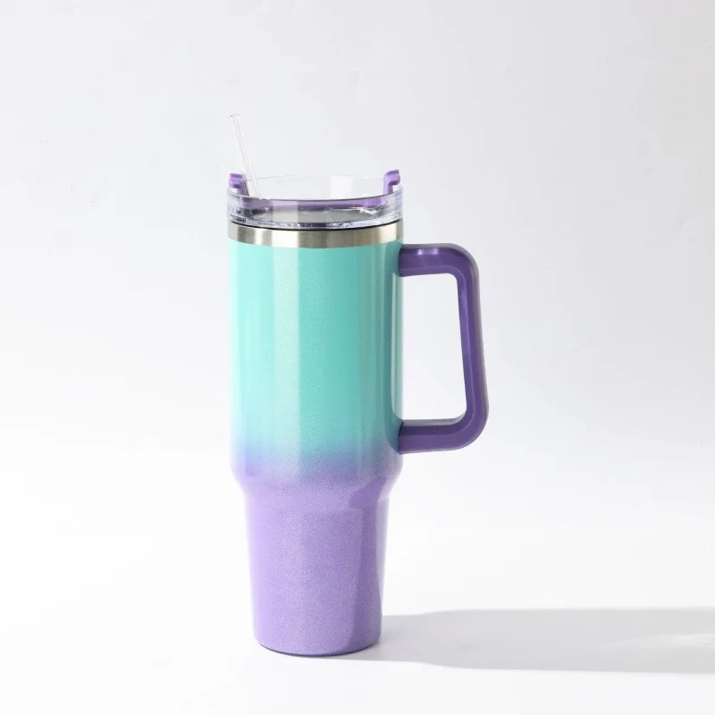 Blanks Bling Tumbler Sublimation Color Changing Cup 40oz Tumbler Stainless Steel Ombre Shimmer Tumbler With Handle and Straw