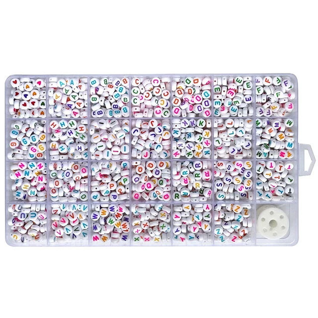 Wholesale 1400 Pcs 4*7mm Round Alphabet A-Z Acrylic Letter Beads Kit for DIY Jewelry Bracelet Making