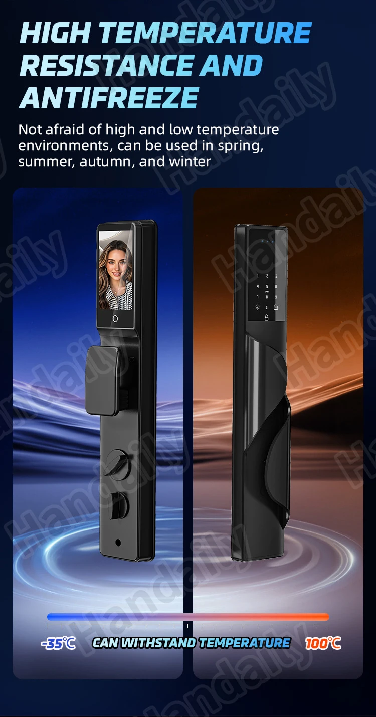 handaily palm face recognition smart lock tuya wifi video monitoring intercom smart door lock with 6590 mortise s9-13