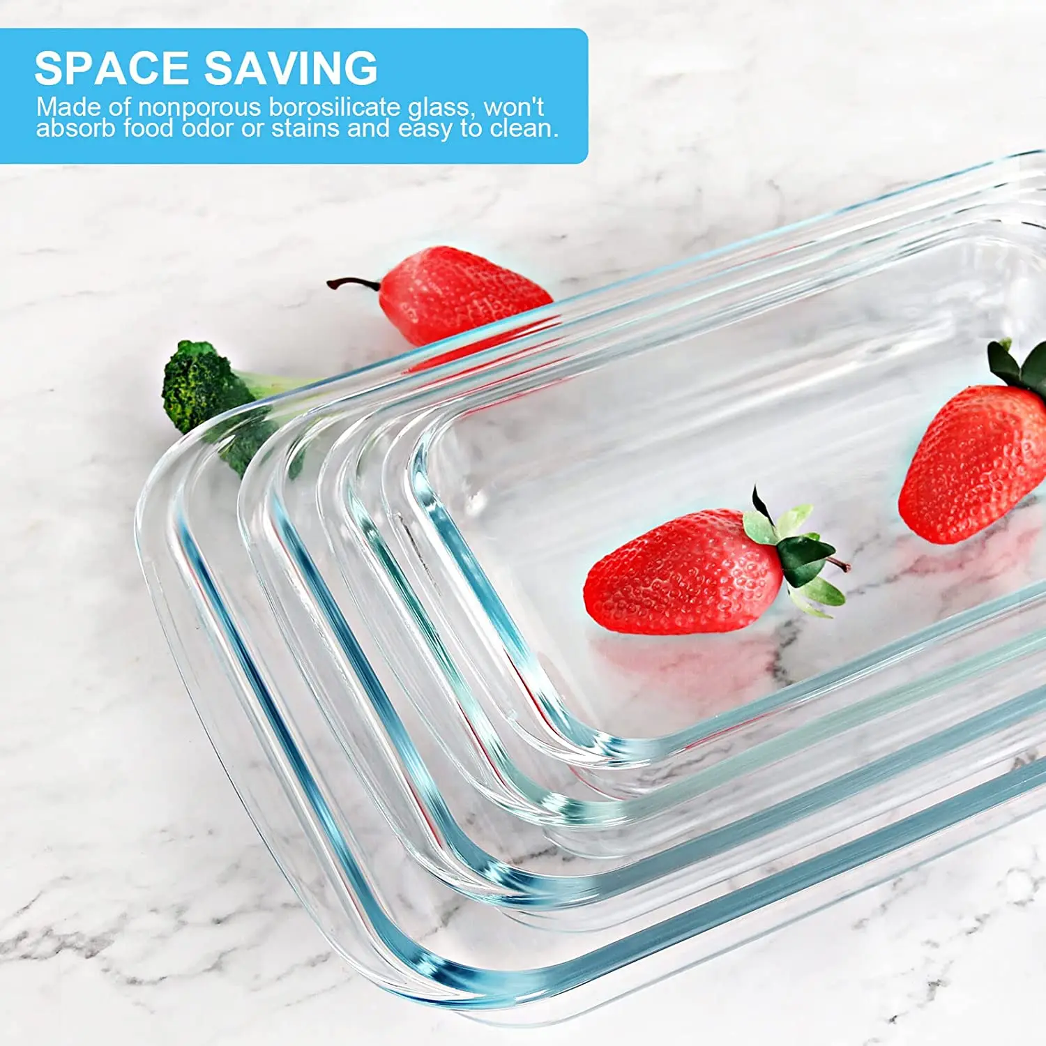 8-Piece Deep Glass Baking Dish Set with Plastic lids,Rectangular Glass  Bakeware Set with Lids, Baking Pans for Lasagna, Leftovers, Cooking,  Kitchen