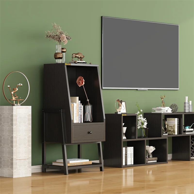 YQ FOREVER Wooden Storage Cabinet Bedside Table Storage Cube Dresser Bookcase Shelf Bedroom Living Room Furniture