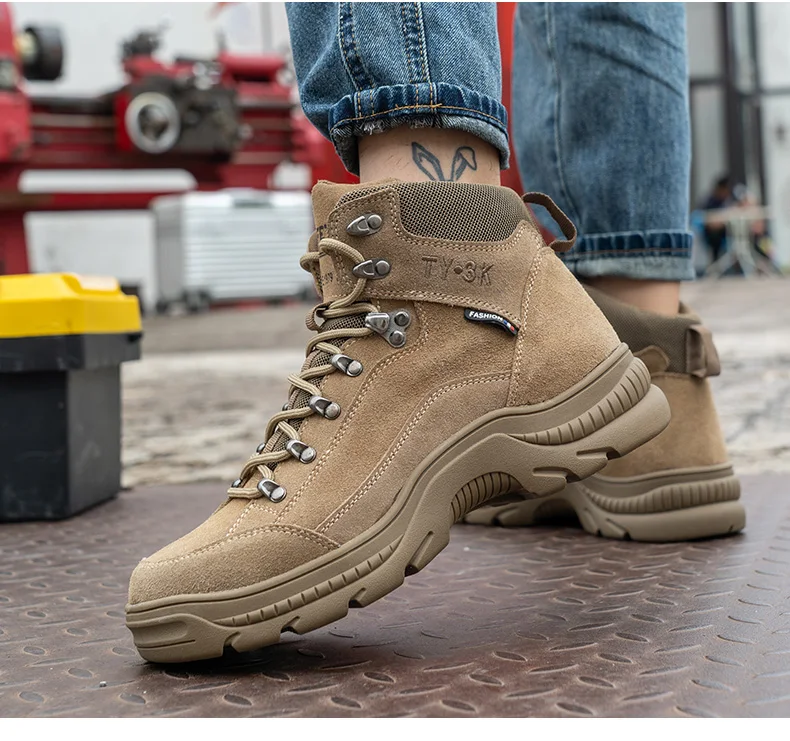 MENS SAFTEY STEEL TOE CAP GROUNDWORK HIKING LACE UP ANKLE WORK BOOTS SHOE SIZE 