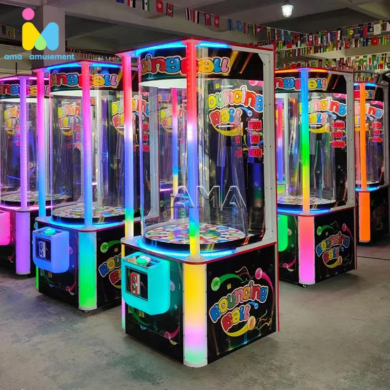 Ama Coin Operated Happy Bouncing Lucky Throw Ball Arcade Redemption Prizes Crane Games Machines