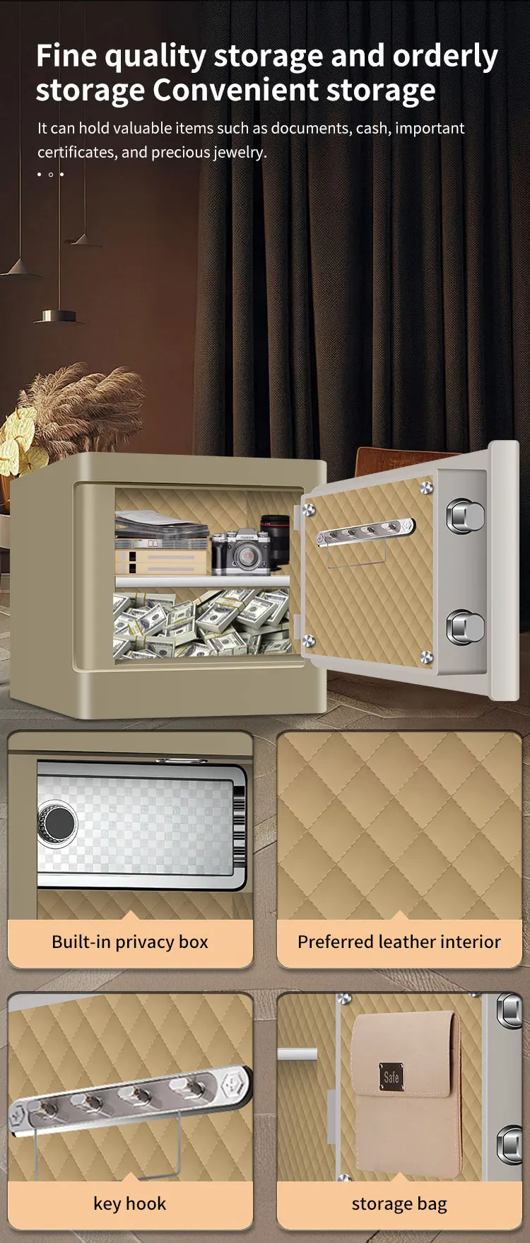 CEQSAFE Excellent Standard Digital Electronic Hotel Room Fingerprint Safe Box with Digital Password Lock factory