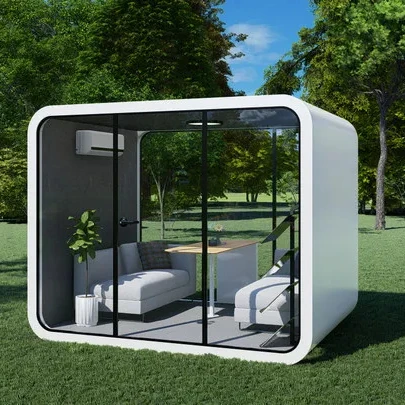 Hot Selling Cheap Prefabricated Soundproof Outdoor Residential Prefab House Small Movable Glass Isolated Mobile Office Pod