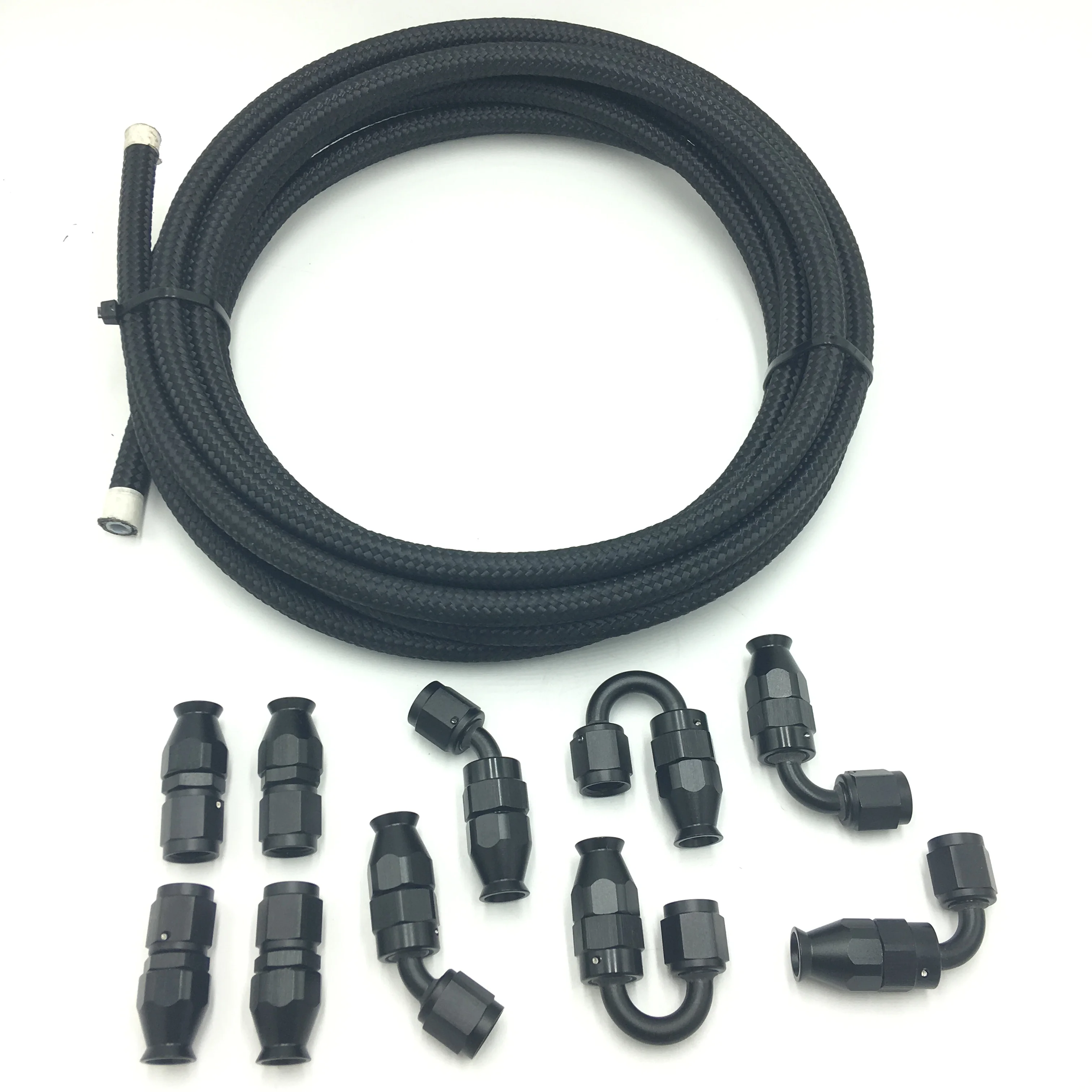 Performance An8 8an Black Nylon Stainless Steel Braided Ptfe E85 Oil Cooler Gas Fuel Lines Hose