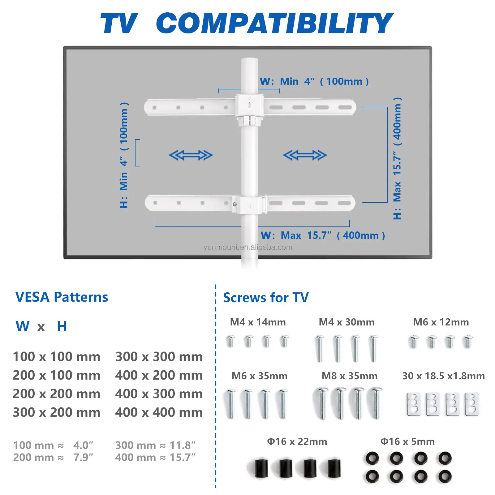 Floor TV Stand - Compatible with 32-65