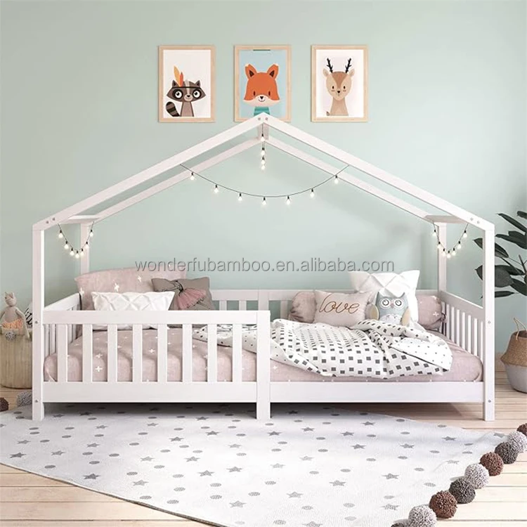 WDF Hot Sale Custom Wooden Bed Child Floor Bed Bamboo Children Bunk Beds Large Size Lit Enfant For Child factory