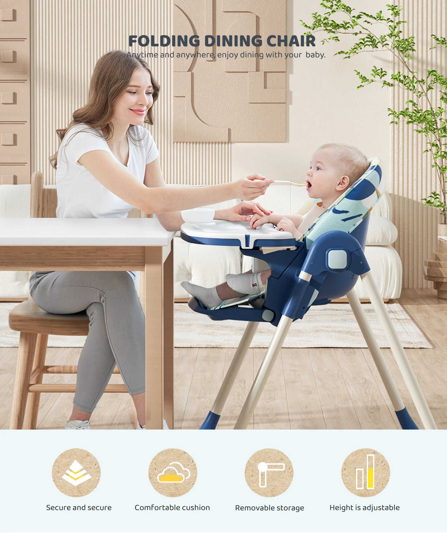 Cheap Multipurpose Folding Plastic Home Restaurant Dining High Chair ...