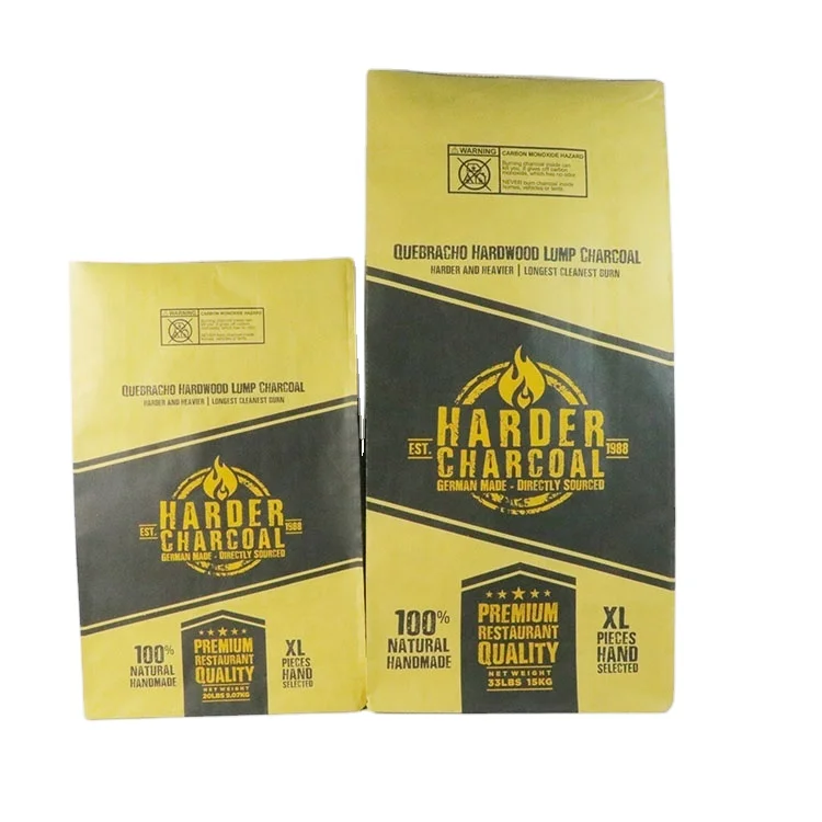 10lbs 10kg 15kg Kraft Paper Laminated pp Woven for Lump Hardwood Bbq Charcoal Bags