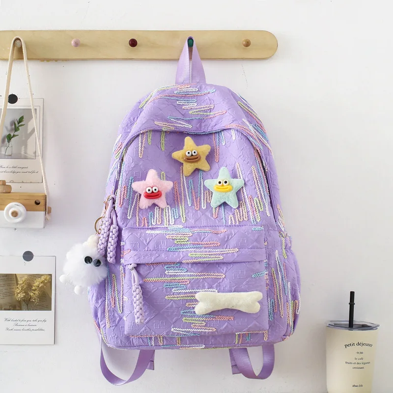 Customized Besder Solid Color Casual Bag Middle School Student Backpack Unisex Backpack
