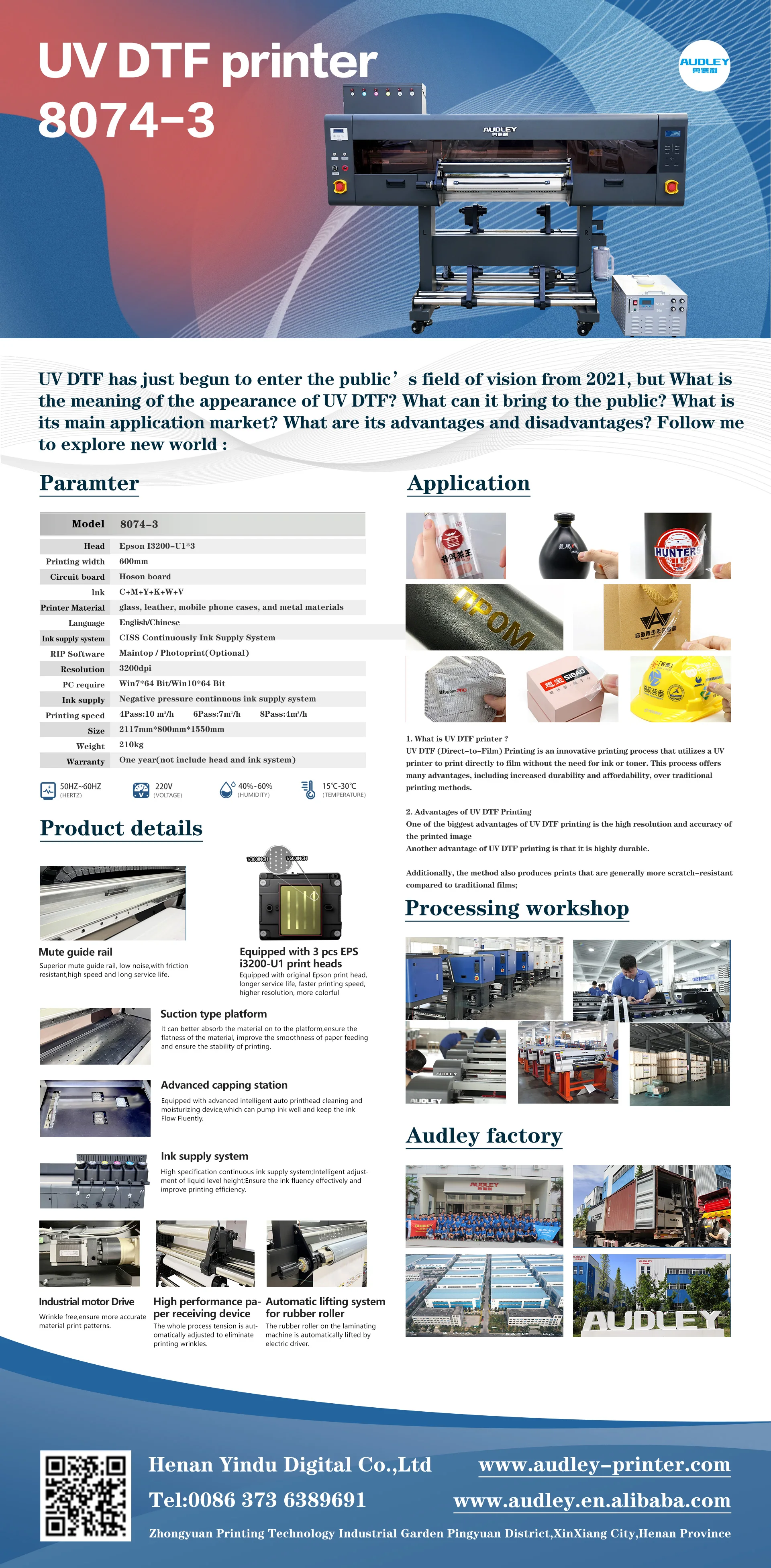 Audley 60cm A1 Size Uv Roll To Roll Printer 3 Eps I3200 Heads New Uv