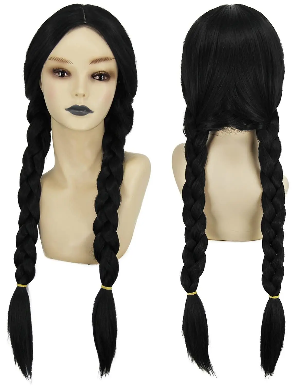 Black Twist Braid Wig Girls Gothic Long Black Braided Wig Children ...