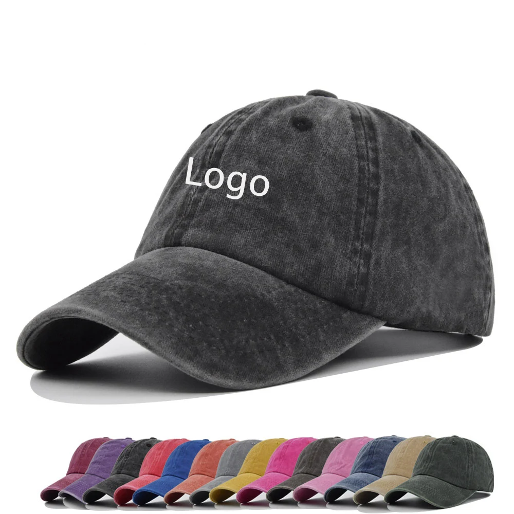 Customized embroidery logo dad plain baseball cap wholesale 100% cotton washed baseball caps