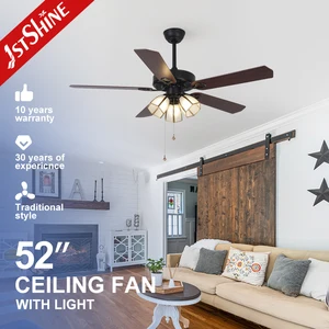 1stshine Ceiling Fan Classic Item European Style Pull Chain Glass Lamp Shade Ceiling Fan with Light