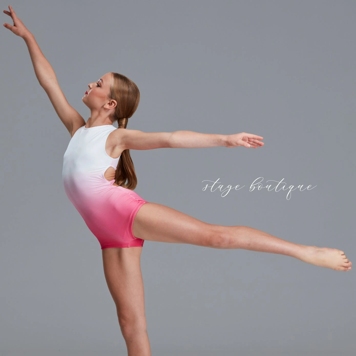 Factory New Design Pink and Green Gradient Color Girls Ballet  Leotard for Training and Performance