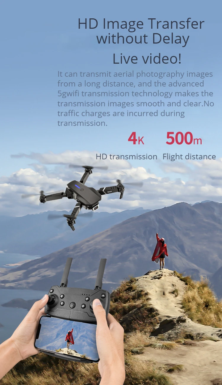 E88 Amazon Best Sell Rc Quadcopters & Multirotors 4k Hd Aerial Photography Folding Remote