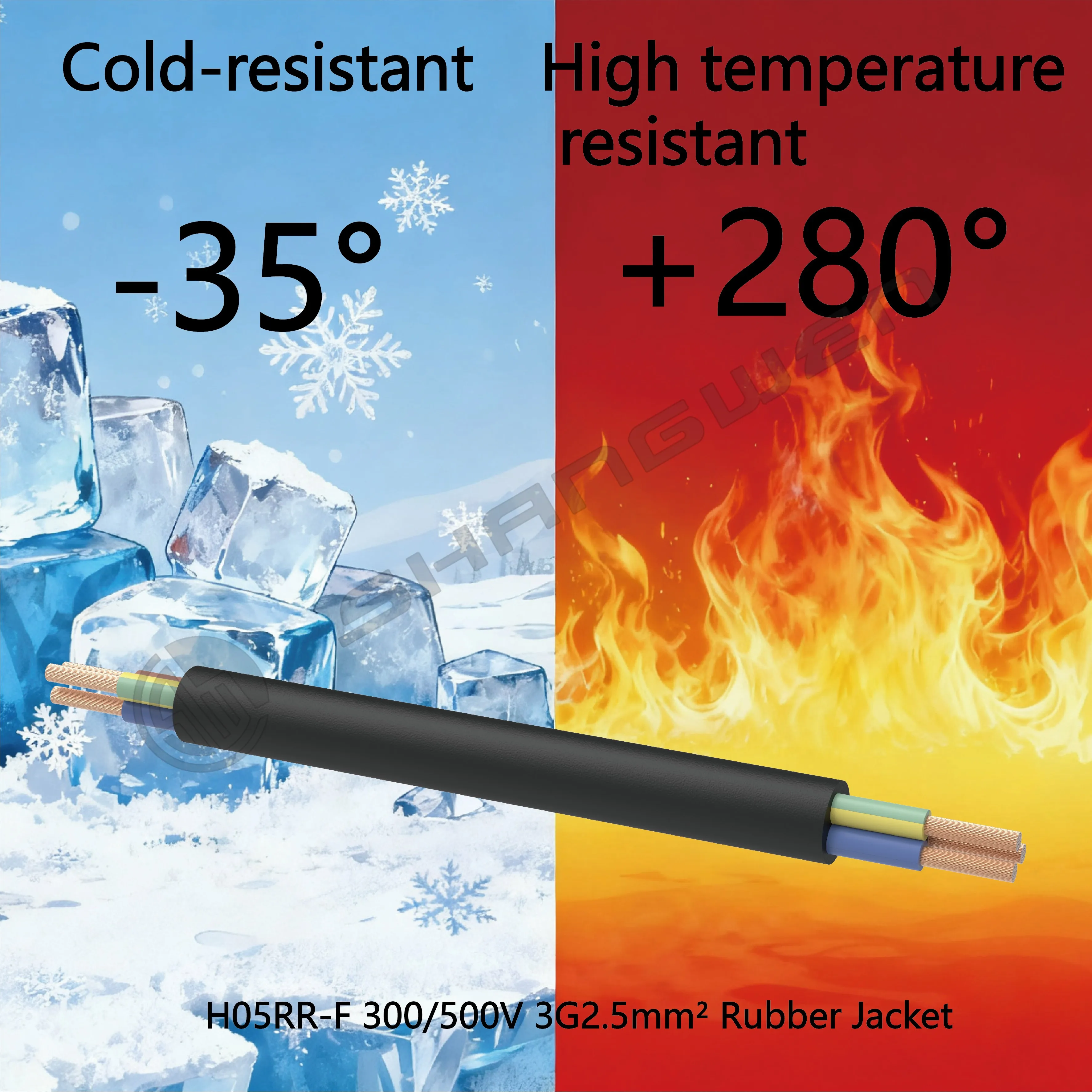 3*2.5mm² 300/500V CCC VDE 3 Core Sheathed Wire Copper Core Cable H05RR-F 2.5 Mm² 3 Core Power Cable H05RR-F Black Rubber Cable