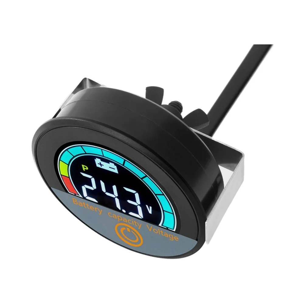 Waterproof Round Power Meter LCD DC 12V Battery Indicator Electric Vehicle Lead Acid Battery Lithium Battery 8-100V
