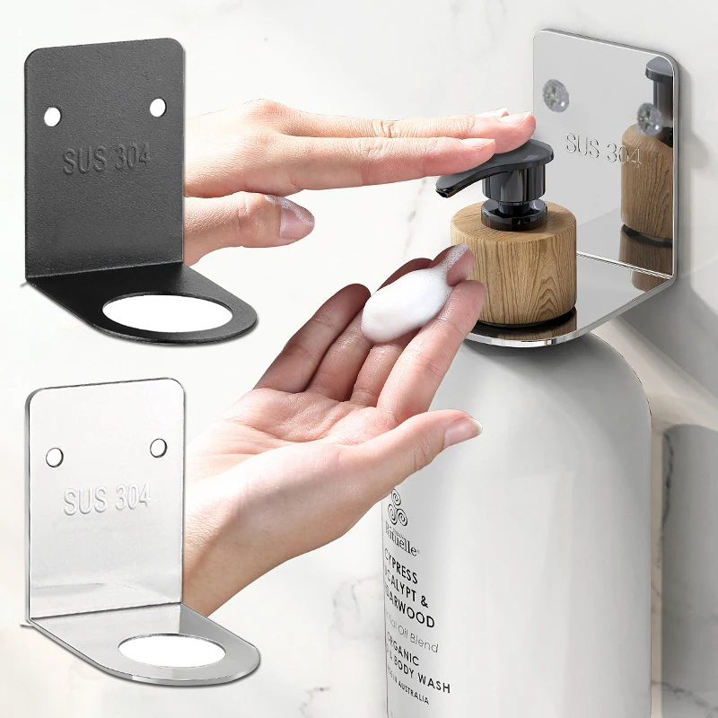 ホットセールステンレススチールボトルハンガースタンドメタルフックパンチなし壁掛けソープボトルホルダー Buy 石鹸ボトルホルダー耐久性の