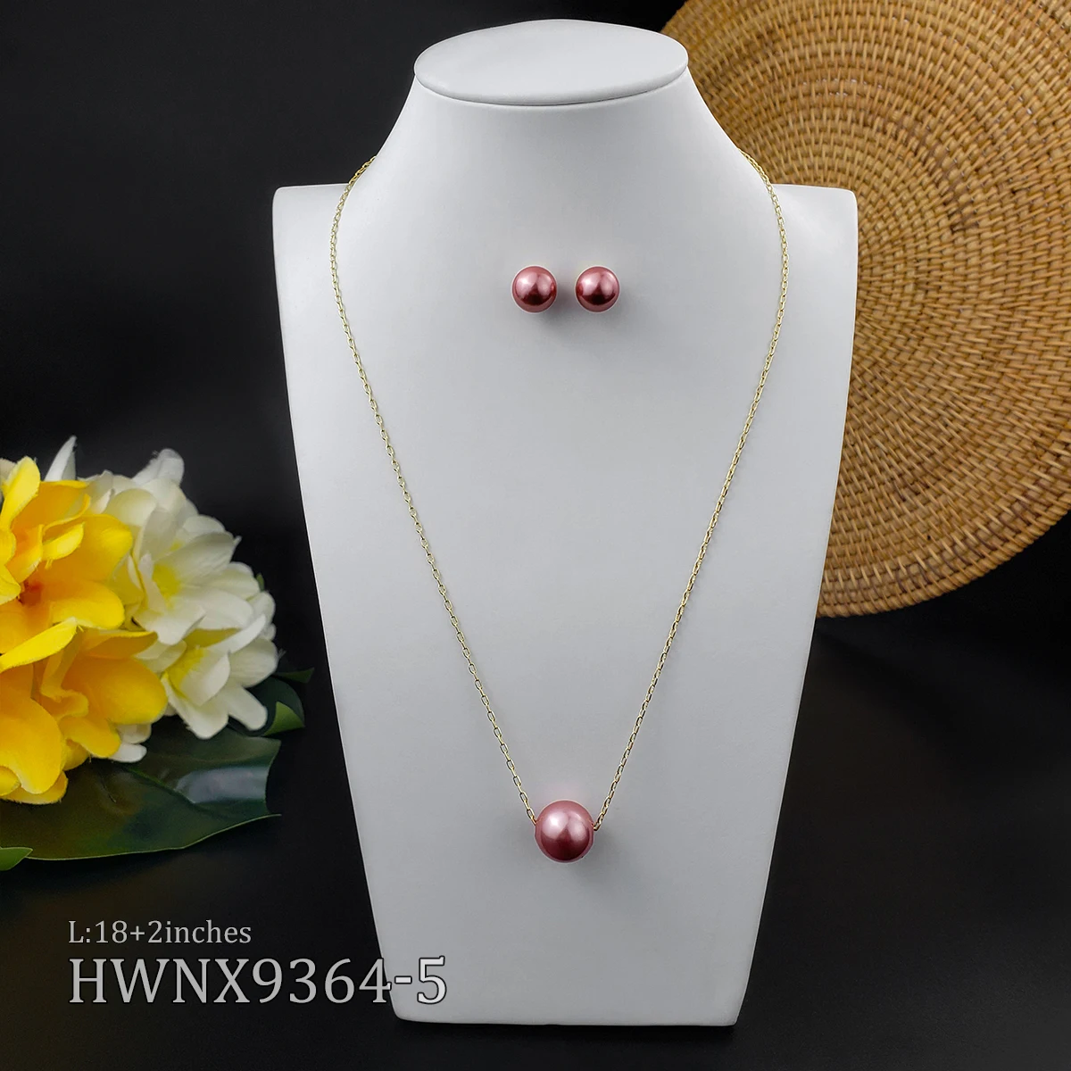 Гавайские ювелирные изделия оптом 14 к позолоченные кокосовое дерево летние жемчужные серьги и ожерелье наборы