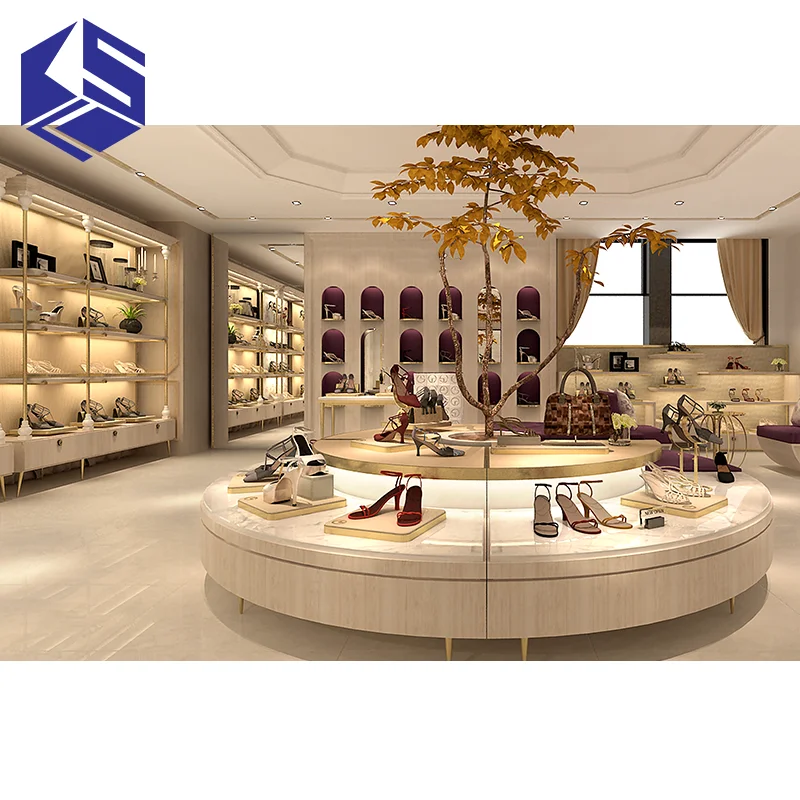 Luxury Modern Retail Store Interior Design Custom Metal Wall Women's Shoe  Display Rack