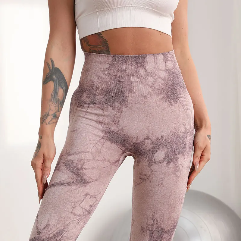 Tie Dye Seamless Leggings for Women Gym Clothing Scrunch Butt Yoga