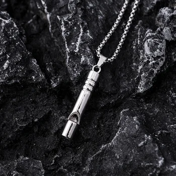 Hip Hop Punk Fashion Whistle Necklace Stainless Steel Sweater Chain Men's Necklace