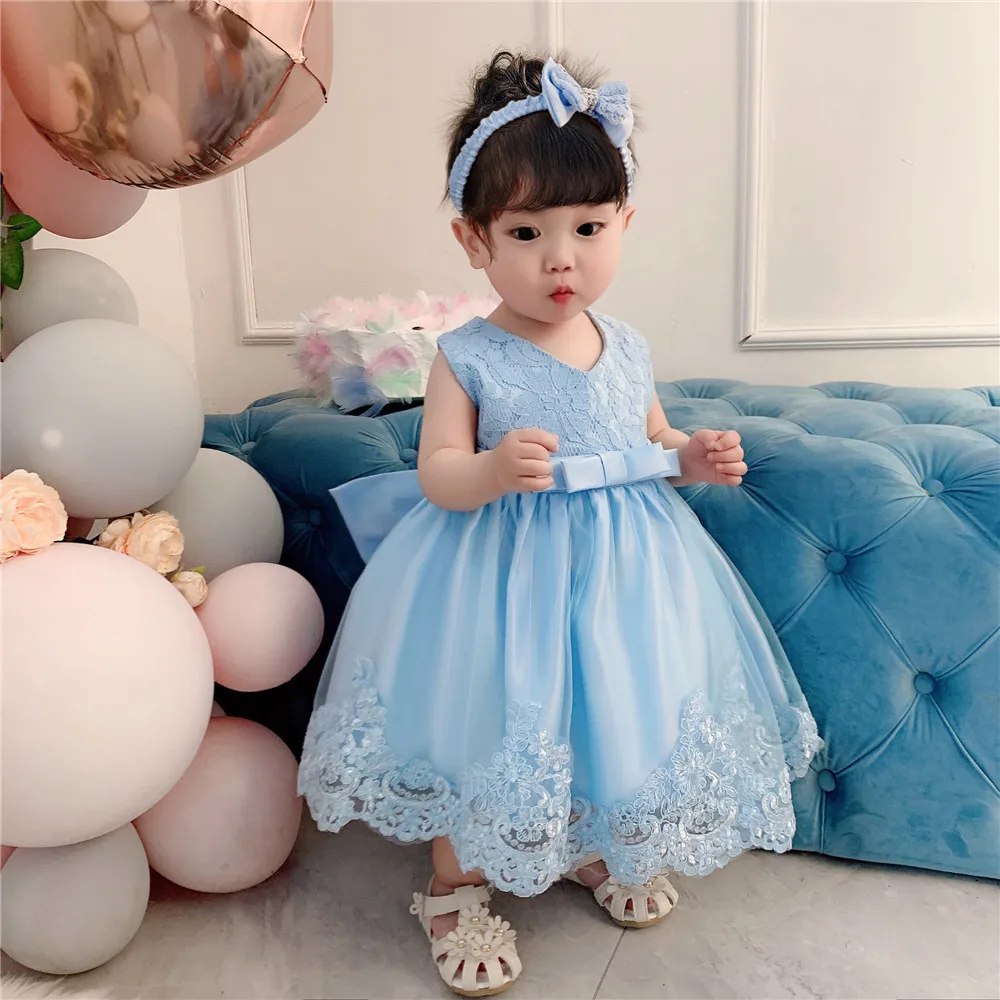 0-7 Years Old Children's Wear Princess Dress Bow Lace Children's Dress